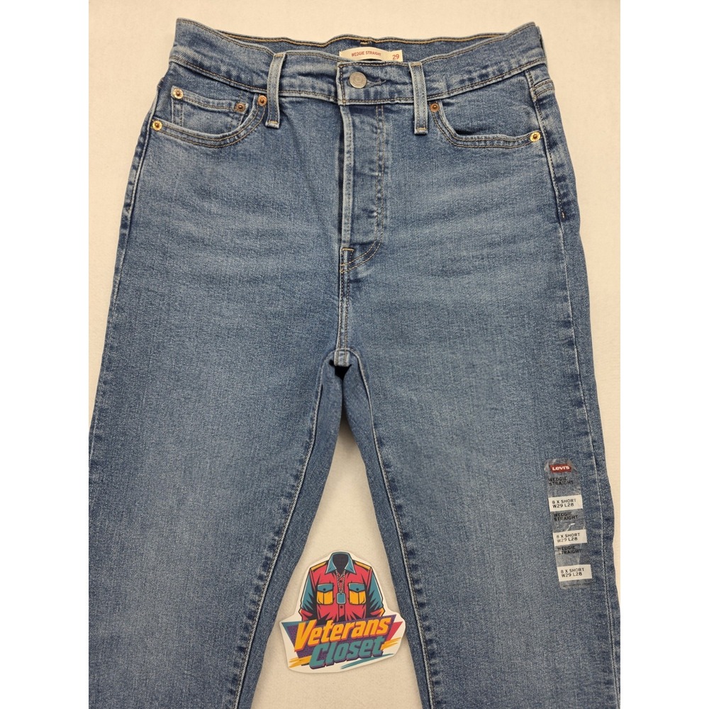 Levi's Premium Wedgie Straight Jeans Womens 8 29x28 Medium Wash High Rise NWT